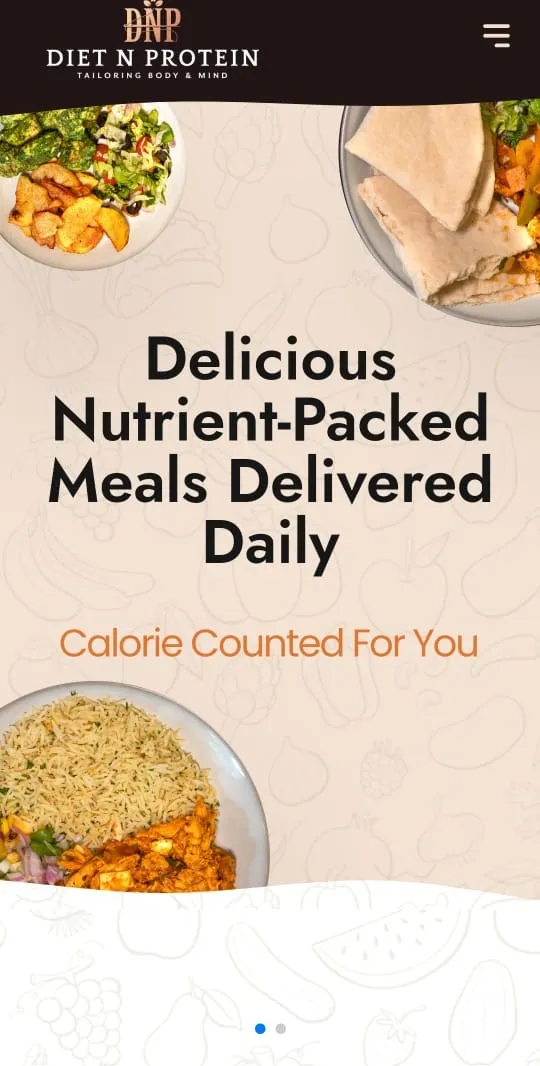 Diet & Protein Landing Page on a phone