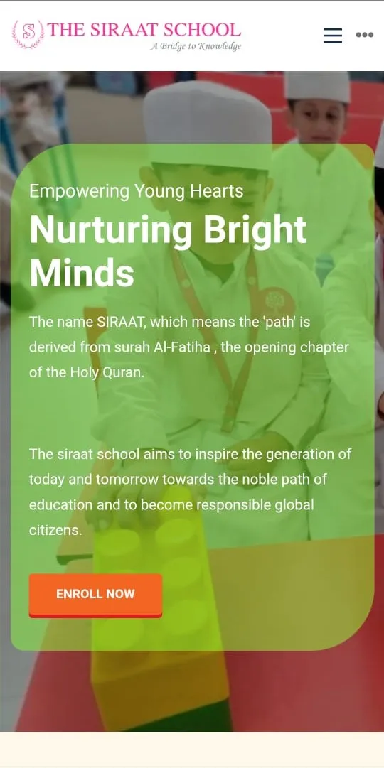 The Siraat School Website on a phone