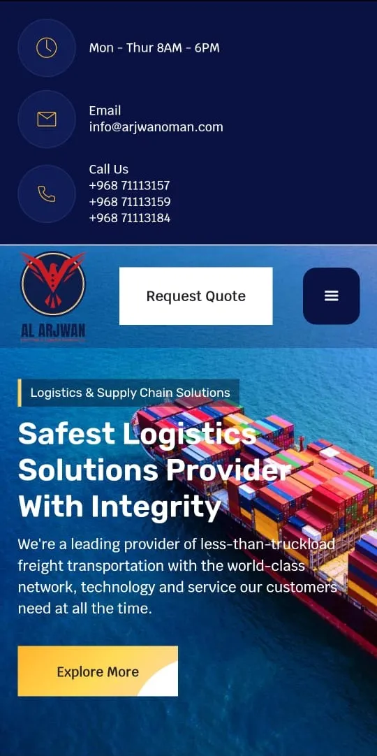 Al Arwjan Logistics Website on a phone